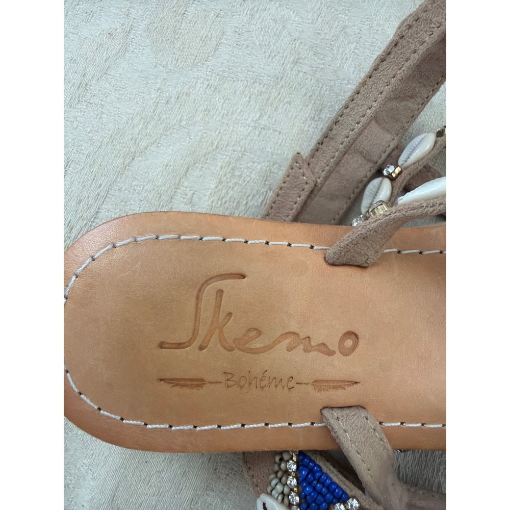 SKEMO Tahiti Flat sandal: Indigo SIZE 9 shells,stones and beads - Picture 10 of 12